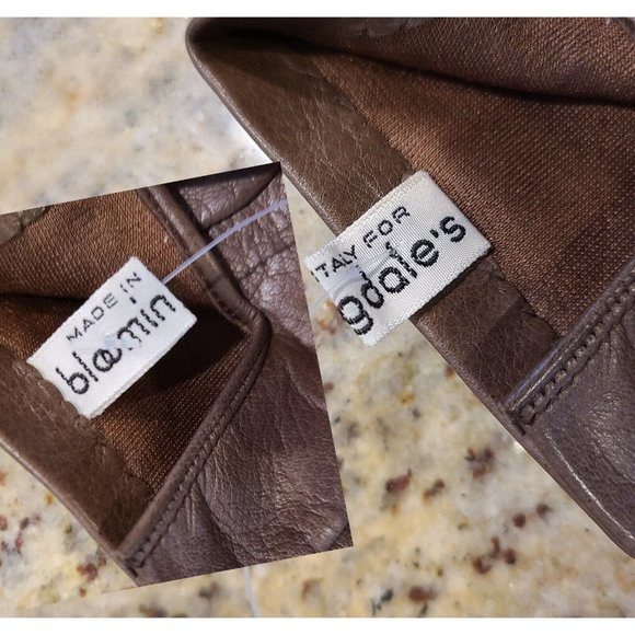 Vintage NEW Bloomingdales Size 7 Small 9" Brown Leather Gloves - Picture 4 of 8